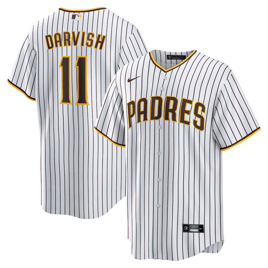 Men San Diego Padres 11 Yu Darvish Nike White Home Replica Player MLB Jersey